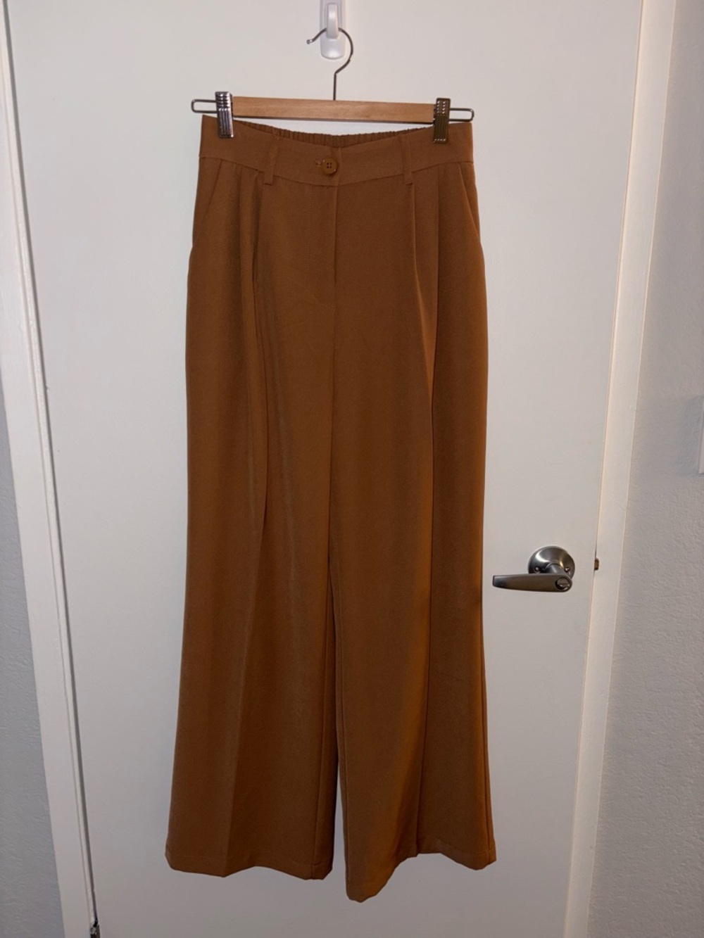Wide-Leg High-Waist Trousers Slacks - Khaki